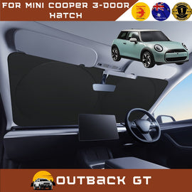Front Windscreen Sun Shade for MINI Cooper 3-Door Hatch 2024 - Current (J01 - all electric / F66) - Standard 150 x 85 cm - Black