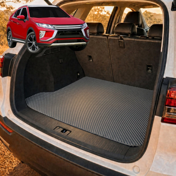 6D Diamond Car Boot Cargo Mat for Mitsubishi Eclipse Cross 2017 - Current YA - Heavy Duty Carpet Liner - All-Weather Resistance - Easy to use - Odorless Material - Black & Grey
