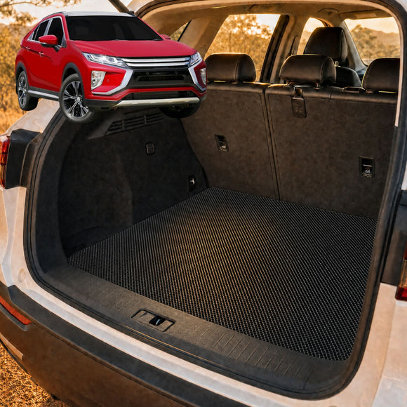 6D Diamond Car Boot Cargo Mat for Mitsubishi Eclipse Cross 2017 - Current YA - Heavy Duty Carpet Liner - All-Weather Resistance - Easy to use - Odorless Material - Black & Grey