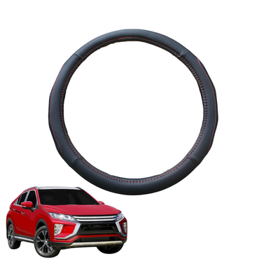 Steering Wheel Cover for Mitsubishi Eclipse Cross 2017 - Current YA  - Black Microfiber Leather - Circle 38 cm