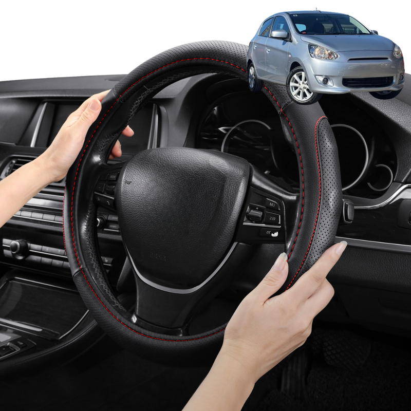 Steering Wheel Cover Pro Extra Layer for Mitsubishi Mirage 2012 - Current LA - Breathable & Anti-Slip - Circle 38 cm