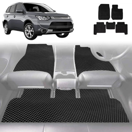 6D Diamond Car Floor Mats for Mitsubishi Outlander 2006 - 2012 (CW/ZG/ZH) - Custom-Fit Carpet Liner