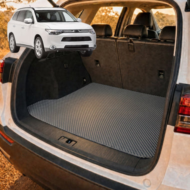 6D Diamond Car Boot Cargo Mat for Mitsubishi Outlander 2018 - 2021 (ZJ/ZK/ZL) - Heavy Duty Carpet Liner - All-Weather Resistance - Easy to use - Odorless Material - Black & Grey - 0