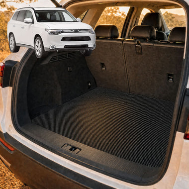 6D Diamond Car Boot Cargo Mat for Mitsubishi Outlander 2018 - 2021 (ZJ/ZK/ZL) - Heavy Duty Carpet Liner - All-Weather Resistance - Easy to use - Odorless Material - Black & Grey