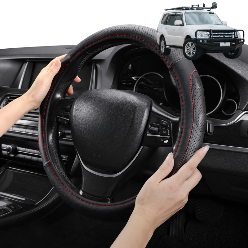Steering Wheel Cover Pro Extra Layer for Mitsubishi Pajero 2006-2021 (NS/NT/NW/NX) - Breathable & Anti-Slip - Circle 38 cm