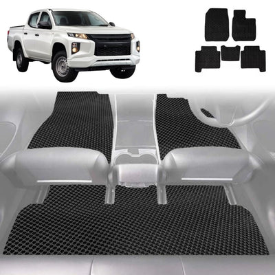 6D Diamond Car Floor Mats for Mitsubishi Triton Club Cab 2015 - 2023 (MQ MR) - Custom-Fit Carpet Liner