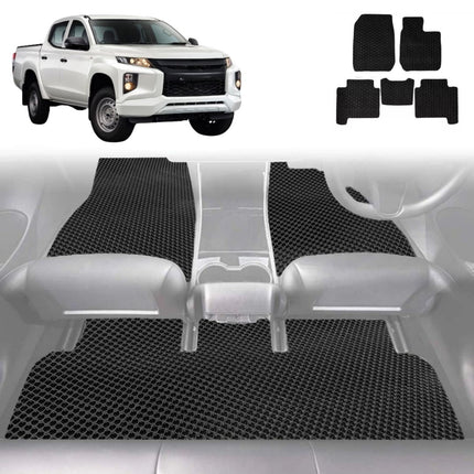 6D Diamond Car Floor Mats for Mitsubishi Triton Club Cab 2015 - 2023 (MQ MR) - Custom-Fit Carpet Liner