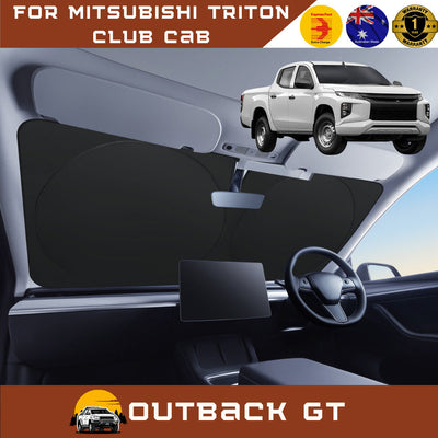 Front Windscreen Sun Shade for Mitsubishi Triton Double Cab 1996 - 2006 (MK) - Standard 150 x 85 cm - Black