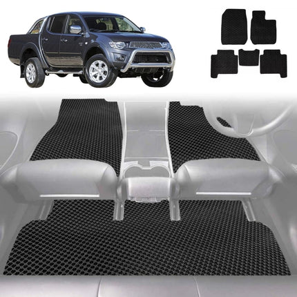 6D Diamond Car Floor Mats for Mitsubishi Triton Double Cab 2006 - 2015 (ML MN) - Custom-Fit Carpet Liner