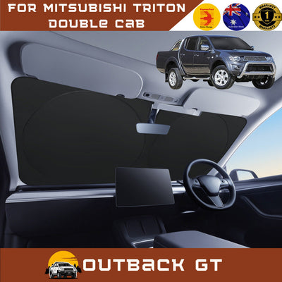 Front Windscreen Sun Shade for Mitsubishi Triton Double Cab 2006 - 2015 (ML MN) - Standard 150 x 85 cm - Black
