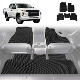 6D Diamond Car Floor Mats for Mitsubishi Triton Double Cab 2015 - 2023 (MQ MR) - Custom-Fit Carpet Liner