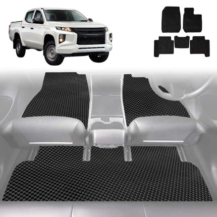 6D Diamond Car Floor Mats for Mitsubishi Triton Double Cab 2015 - 2023 (MQ MR) - Custom-Fit Carpet Liner