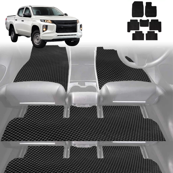 6D Diamond Car Floor Mats for Mitsubishi Triton Double Cab 2015 - 2023 (MQ MR) - Custom-Fit Carpet Liner