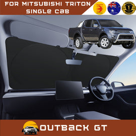 Front Windscreen Sun Shade for Mitsubishi Triton Single Cab 2006 - 2012 (ML MN) - Standard 150 x 85 cm - Black