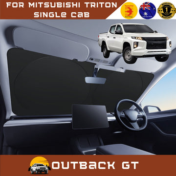 Front Windscreen Sun Shade for Mitsubishi Triton Single Cab 2015 - 2023 (MQ MR) - Standard 150 x 85 cm - Black