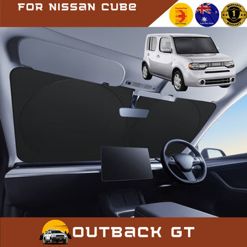 Front Windscreen Sun Shade for Nissan Cube 2009 - 2019 Z12 - XL 160 x 98 cm - Black