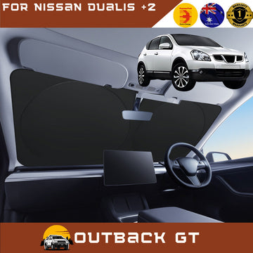 Front Windscreen Sun Shade for Nissan Dualis +2 2008 - 2014 (NJ10) - Standard 150 x 85 cm - Black