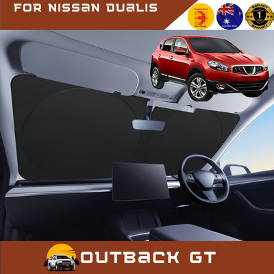 Front Windscreen Sun Shade for Nissan Dualis 2007 - 2014 J10 - Standard 150 x 85 cm - Black