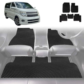 6D Diamond Car Floor Mats for Nissan Elgrand 2002 - 2010 E51 2nd Gen - Custom-Fit Carpet Liner