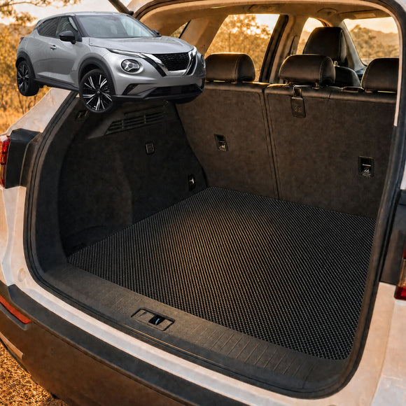 6D Diamond Car Boot Cargo Mat for Nissan JUKE 2020 - Current F16 - Heavy Duty Carpet Liner - All-Weather Resistance - Easy to use - Odorless Material - Black & Grey