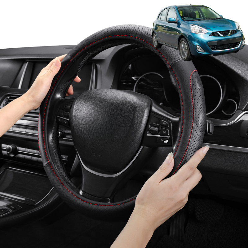 Steering Wheel Cover Pro Extra Layer for Nissan Micra 2010-2017 (K13) - Breathable & Anti-Slip - Circle 38 cm