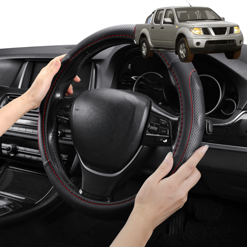 Steering Wheel Cover Pro Extra Layer for Nissan Navara Dual Cab 2005-2014 (D40 ST/STX) - Breathable & Anti-Slip - Circle 38 cm