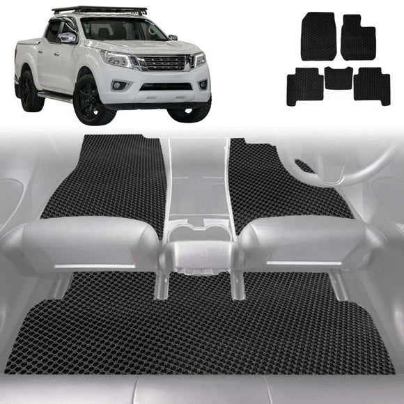 6D Diamond Car Floor Mats for Nissan Navara Dual Cab 2015 - Current (NP300/D23 STX with rear cupholder) - Custom-Fit Carpet Liner