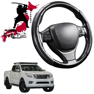 Black Samurai Segmented Steering Wheel Cover for Nissan Navara Dual Cab 2015 - Current (NP300/D23 STX with rear cupholder)