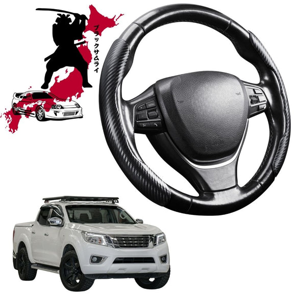 Black Samurai Segmented Steering Wheel Cover for Nissan Navara Dual Cab 2015 - Current (NP300/D23 STX with rear cupholder)