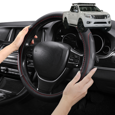 Steering Wheel Cover Pro Extra Layer for Nissan Navara Dual Cab 2015 - Current (NP300/D23 STX with Rear cupholder) - Breathable & Anti-Slip - Circle 38 cm