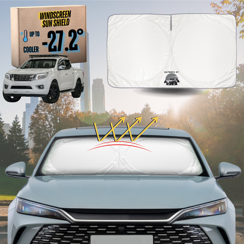 Front Windscreen Sun Shade for Nissan Navara Dual Cab 2015 - Current (NP300/D23 STX with rear cupholder) - Standard 150 x 85 cm