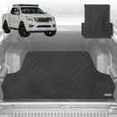 6D Diamond Ute Tub Mat for Nissan Navara Dual Cab 2015 - Current (NP300/D23 STX with rear cupholder) - Black & Grey-1