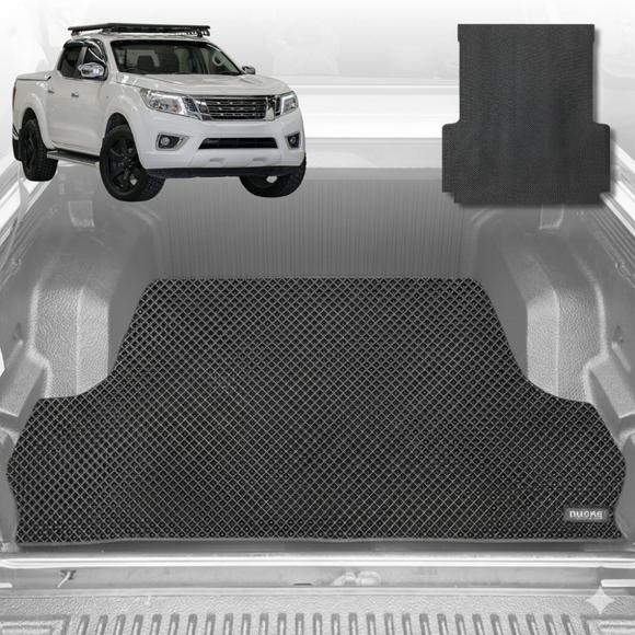 6D Diamond Ute Tub Mat for Nissan Navara Dual Cab 2015 - Current (NP300/D23 STX with rear cupholder) - Black & Grey