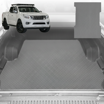 6D Diamond Ute Tub Mat for Nissan Navara Dual Cab 2015 - Current (NP300/D23 STX with rear cupholder) - Black & Grey - 0
