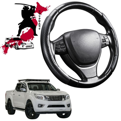 Black Samurai Segmented Steering Wheel Cover for Nissan Navara Dual Cab 2015 - Current (NP300/D23 STX without rear cupholder)