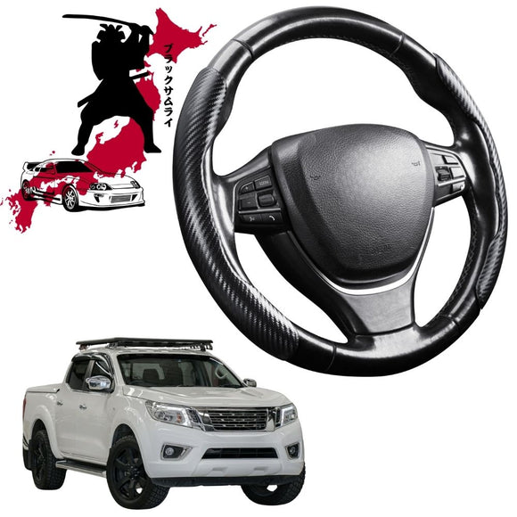 Black Samurai Segmented Steering Wheel Cover for Nissan Navara Dual Cab 2015 - Current (NP300/D23 STX without rear cupholder)