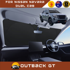 Front Windscreen Sun Shade for Nissan Navara Dual Cab 2022 - Current Pro-4X - Standard 150 x 85 cm - Black
