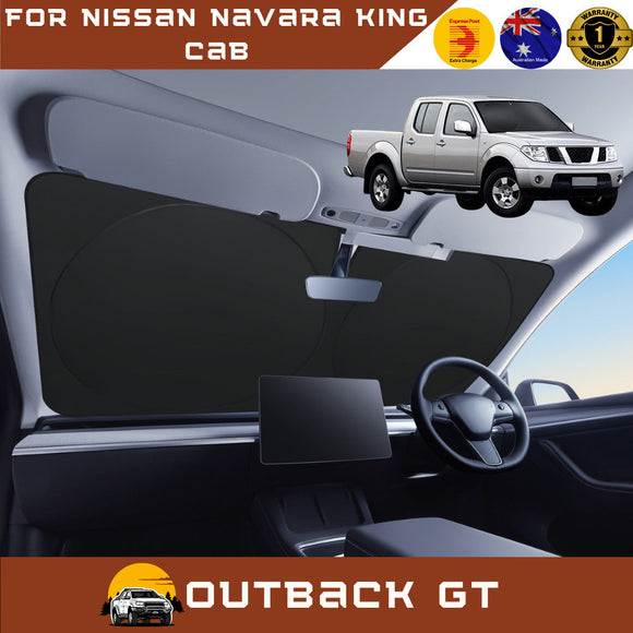 Front Windscreen Sun Shade for Nissan Navara King Cab 2005 - 2014 (D40) - Standard 150 x 85 cm - Black