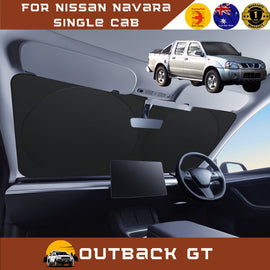 Front Windscreen Sun Shade for Nissan Navara Single Cab 1997 - 2018 (D22) - Standard 150 x 85 cm - Black