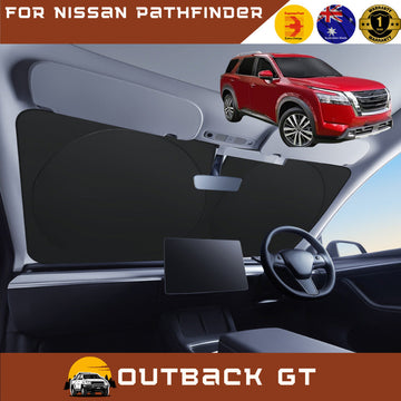 Front Windscreen Sun Shade for Nissan Pathfinder 2022 - Current 7 seater (R53) - Standard 150 x 85 cm - Black