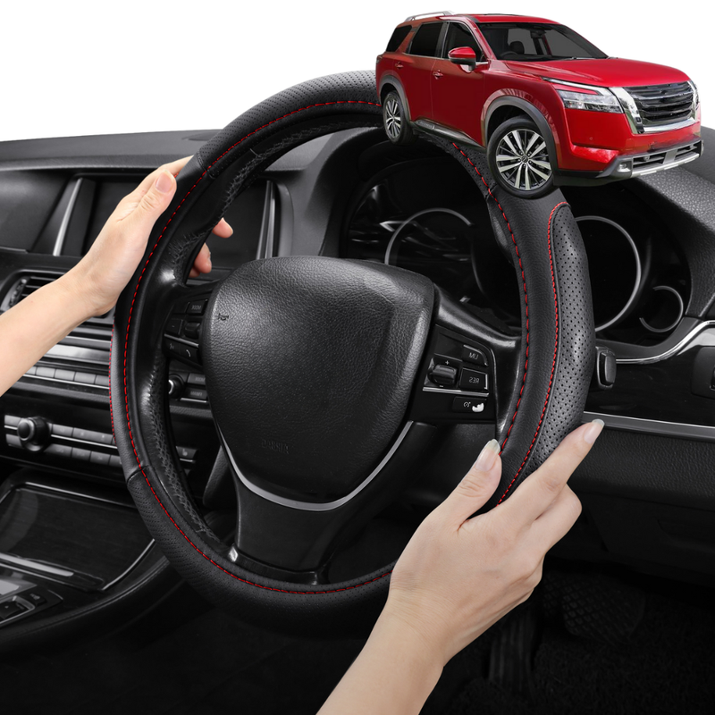 Steering Wheel Cover Pro Extra Layer for Nissan Pathfinder 2022 - Current 7 Seater (R53) - Breathable & Anti-Slip - D-Shape 38 cm