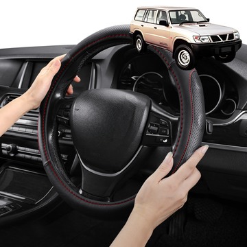 Steering Wheel Cover Pro Extra Layer for Nissan Patrol Y61 1997-2016 Single Cab/Chassis Front Only(Y61) - Breathable & Anti-Slip - Circle 38 cm