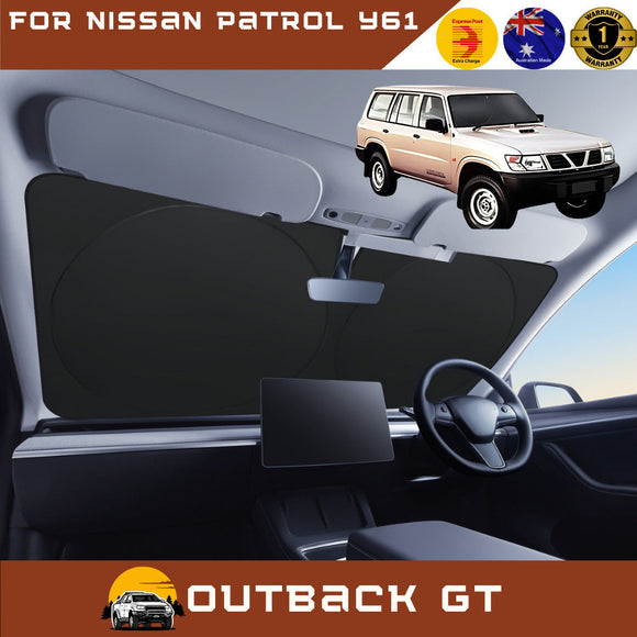 Front Windscreen Sun Shade for Nissan Patrol Y61 1997 - 2016 SUV (Y61/GU) - Standard 150 x 85 cm - Black