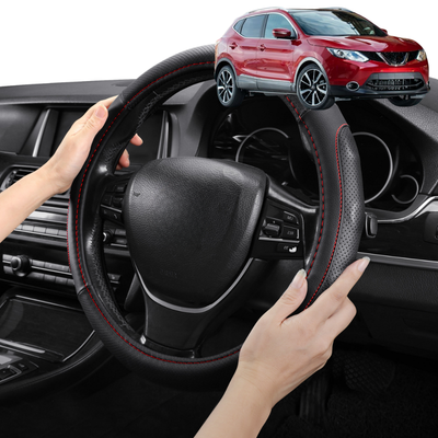 Steering Wheel Cover Pro Extra Layer for Nissan Qashqai 2014-2021 (J11) - Breathable & Anti-Slip - D-Shape 38 cm