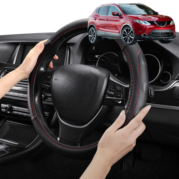 Steering Wheel Cover Pro Extra Layer for Nissan Qashqai 2014-2021 (J11) - Breathable & Anti-Slip - D-Shape 38 cm