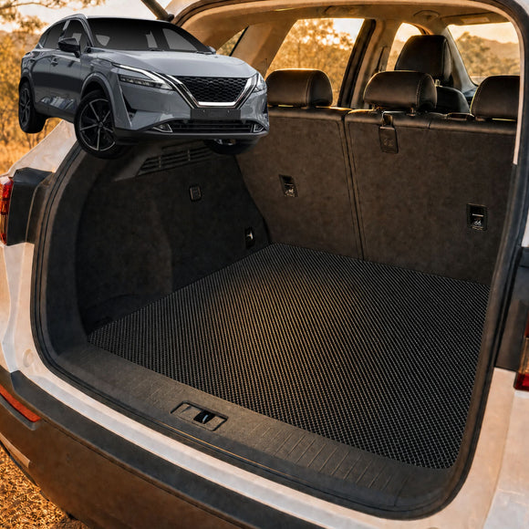 6D Diamond Car Boot Cargo Mat for Nissan QASHQAI 2022 - Current (J12) - Heavy Duty Carpet Liner - All-Weather Resistance - Easy to use - Odorless Material - Black & Grey