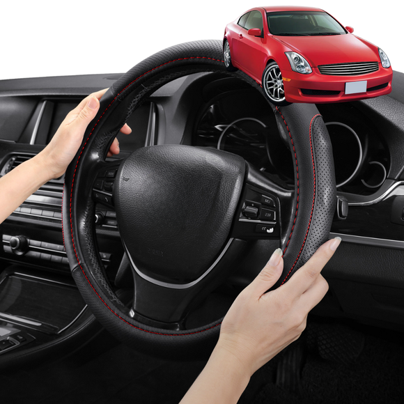 Steering Wheel Cover Pro Extra Layer for Nissan Skyline Coupe 2001-2009 (V35) - Breathable & Anti-Slip - Circle 38 cm