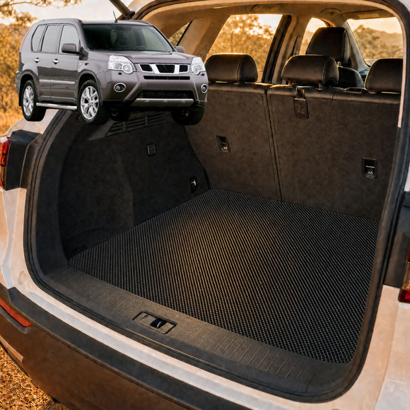 6D Diamond Car Boot Cargo Mat for Nissan X-TRAIL 2007 - 2014 (T31) - Heavy Duty Carpet Liner - All-Weather Resistance - Easy to use - Odorless Material - Black & Grey