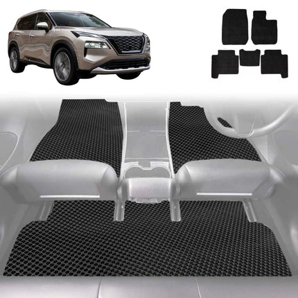6D Diamond Car Floor Mats for Nissan X-TRAIL 2022 - Current (T33) - Custom-Fit Carpet Liner