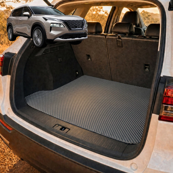 6D Diamond Car Boot Cargo Mat for Nissan X-TRAIL 2022 - Current (T33) - Heavy Duty Carpet Liner - All-Weather Resistance - Easy to use - Odorless Material - Black & Grey